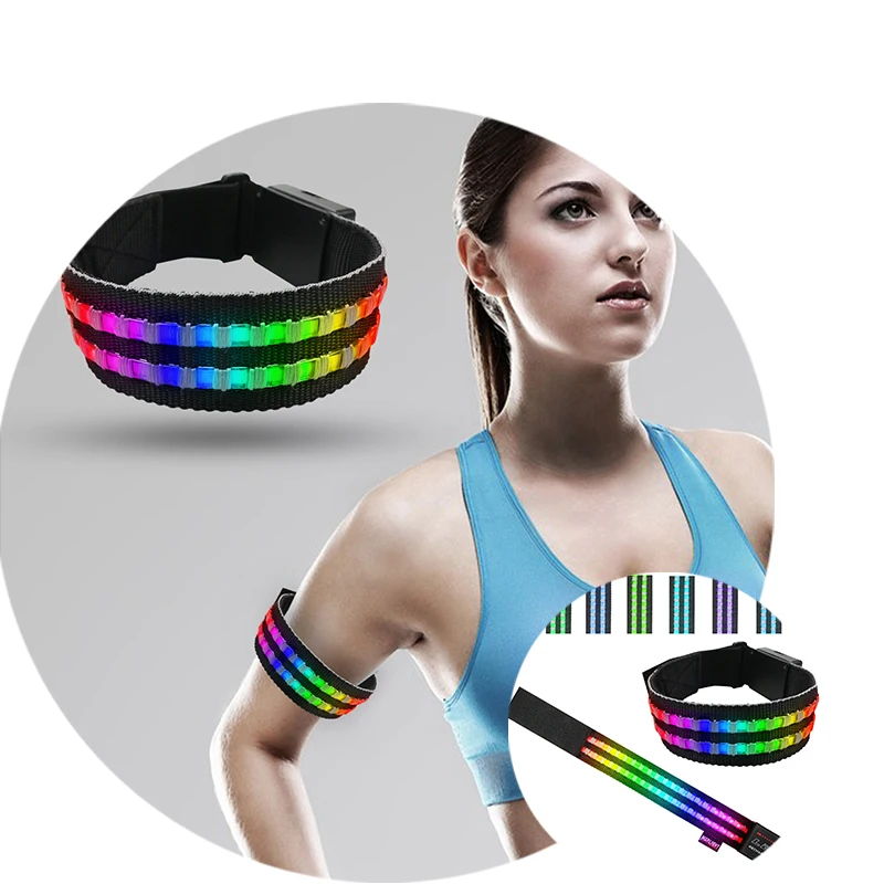 

New design 600mA USB rechargeable LED armband for jogging running walking out sport, Red/yellow/blue/green/orange/white/pink/rainbow