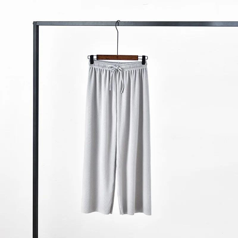 

Ice cream wide-leg trousers for women summer thin high waist loose drapery 2020 new mops slimming straight-leg casual trousers