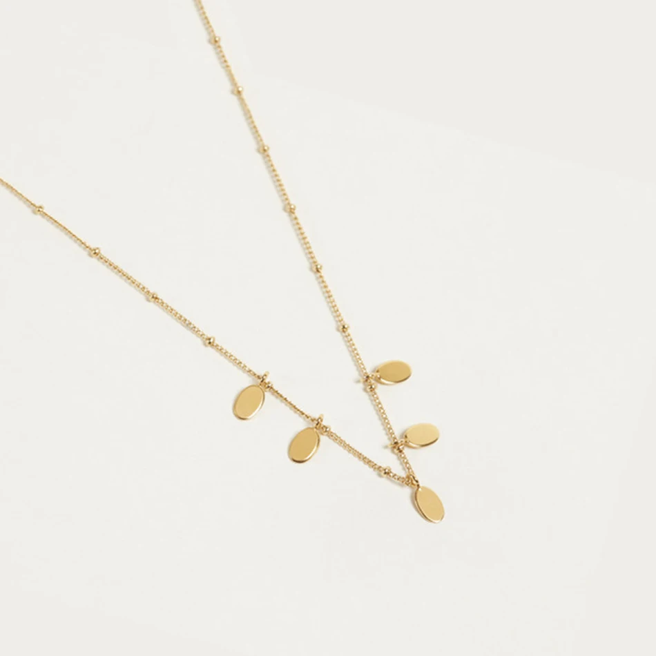 

18K gold plated fashion oval charms necklace high polish 925 sterling silver necklace jewelry for women