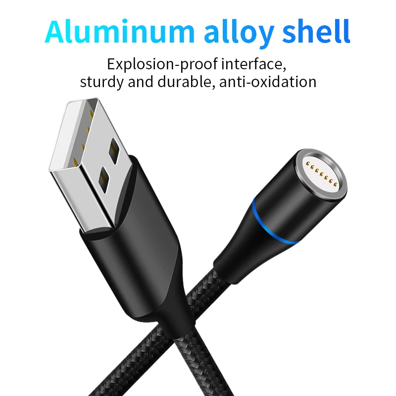 High Quality 1M Cell Phone Braided 3 In 1 LED Magnetic USB Charging Cable Fast Charger Cable Line - ANKUX.COM