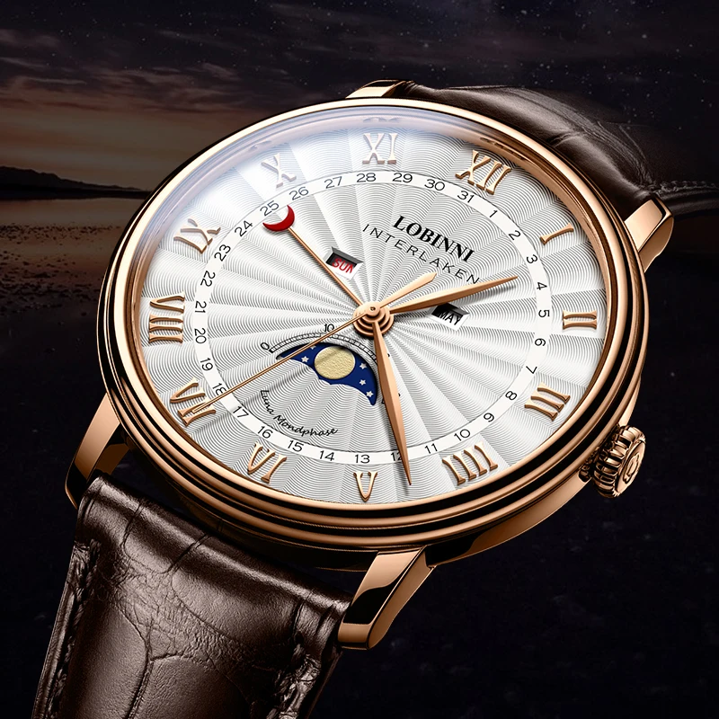 

LOBINNI 3604 Fashion Men's Quartz Watch Wristwatches 2020 Men Stainless Steel Round SAPPHIRE Crystal 9mm 4 Colors Pointer