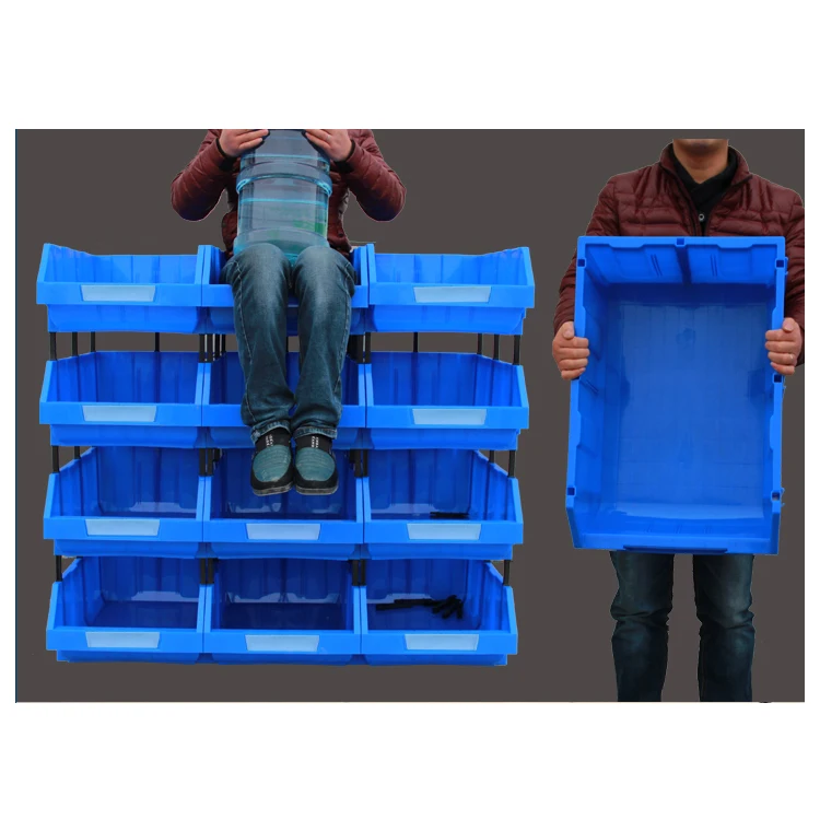 

warehouse picking plastic stackable small parts box industry storage bin with dividers, Blue, yellow, red