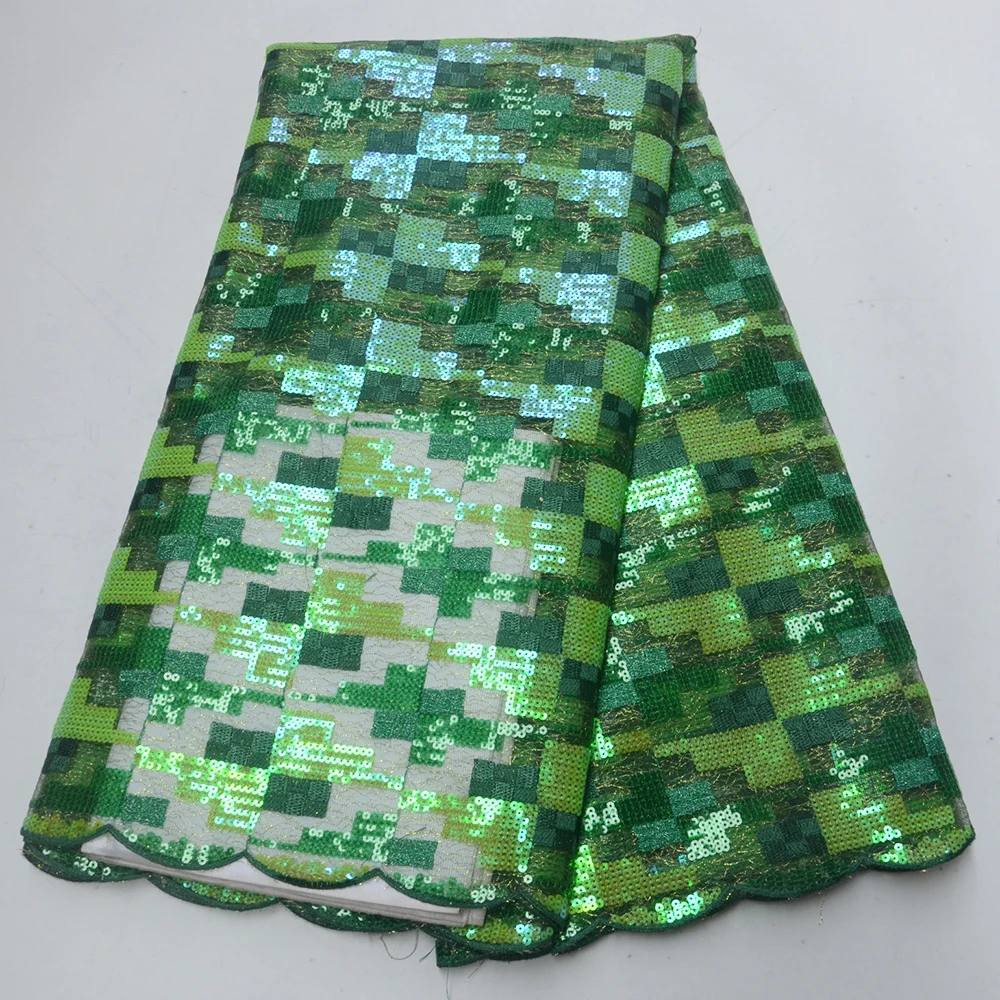 

Promotion Organza lace fabric High Quality French Sequins Net lace fabric for Bridal dress