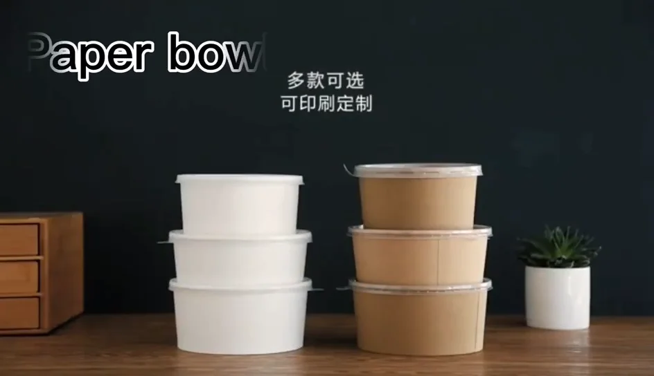 Custom Design Soup Takeaway Paper Bowl With Lid Logo Printed Disposable