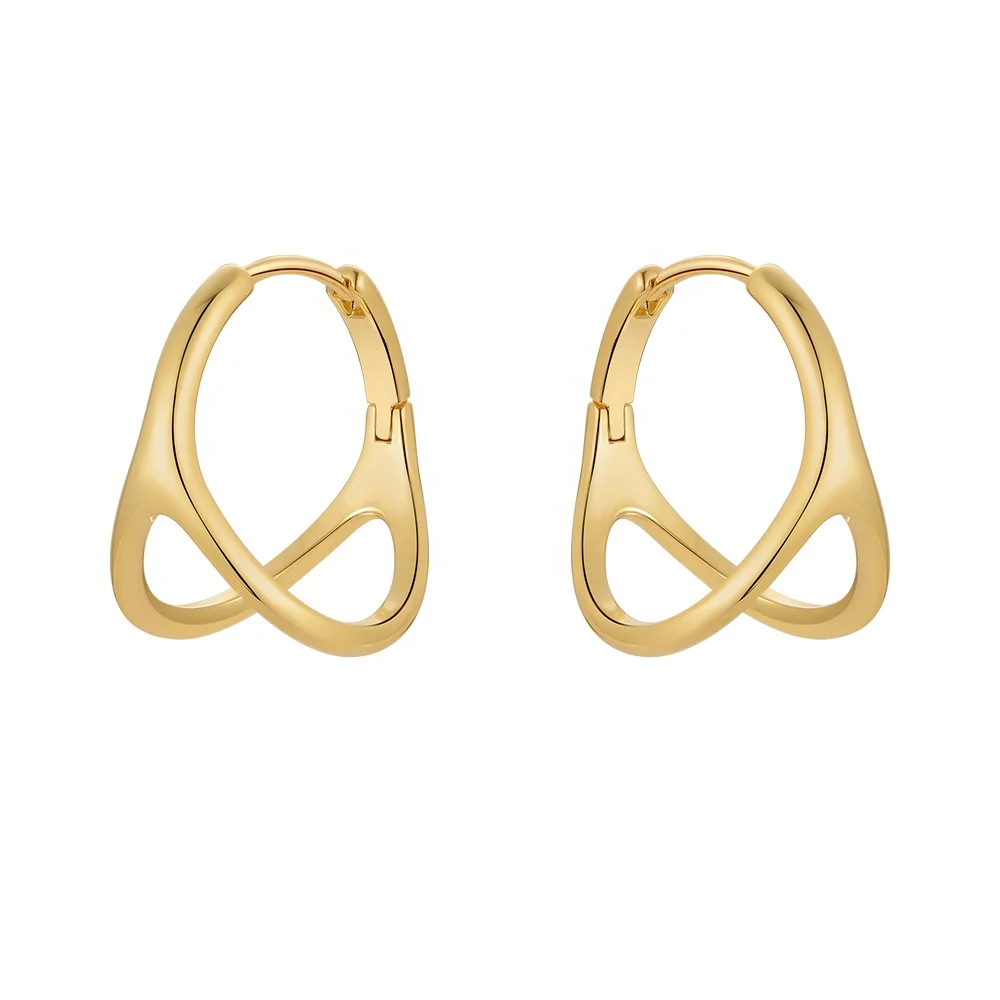 

Original Design 18K Gold Plated Brass Jewelry Geometric Piercing Earings Gold Color Pendientes New In Hoop Earrings E221448