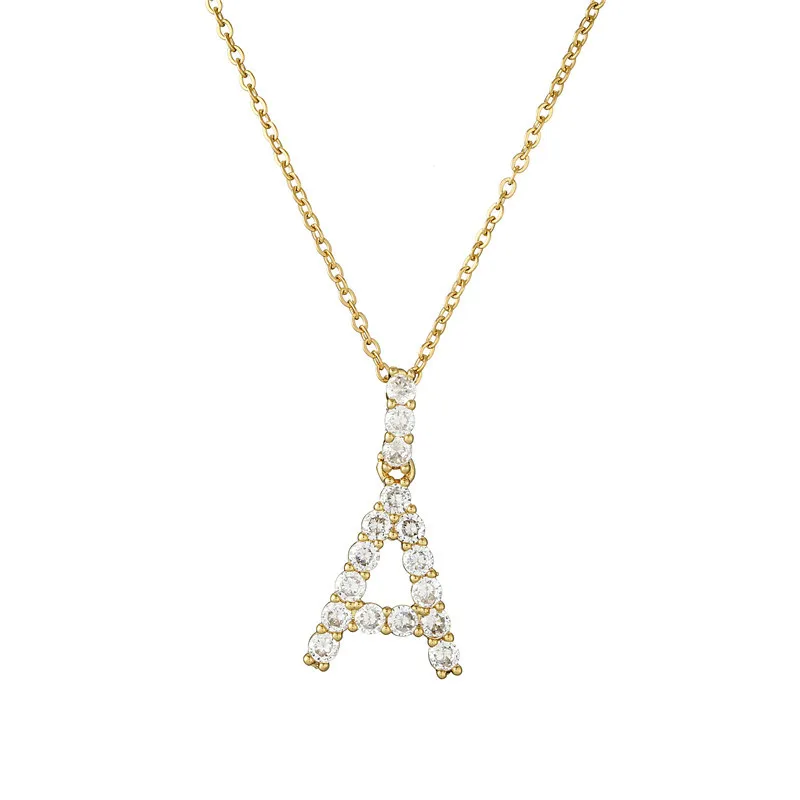 Hainon Letter Necklace for Women 18K Gold Plated Initial Pendant Necklace Cubic Zirconia Initial Necklace for Girls