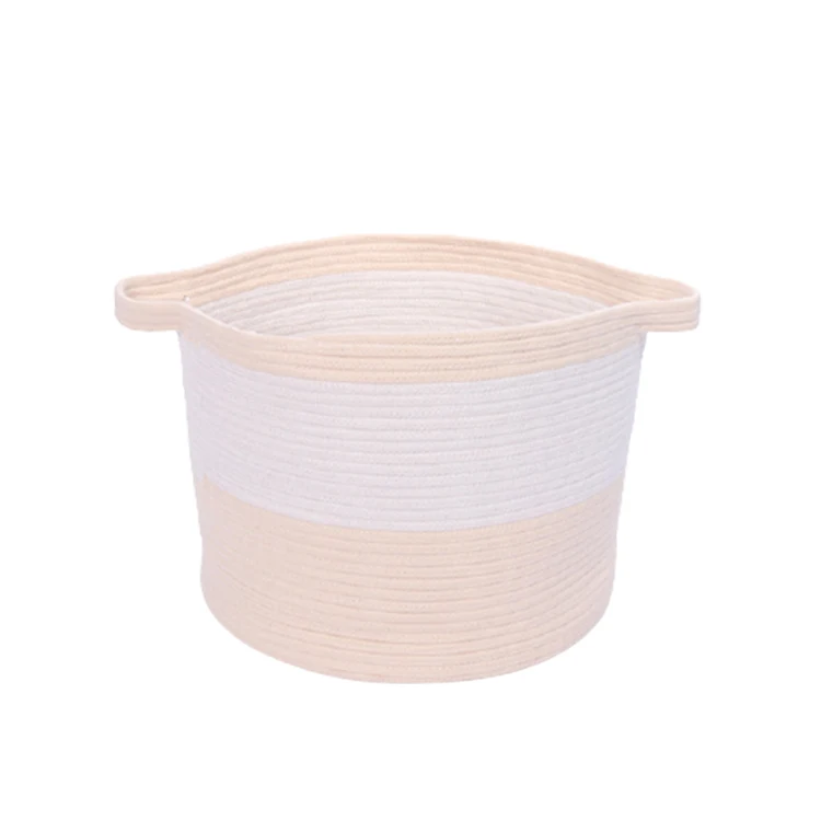 

Hot Sell Home Large Clothes Laundry Baskets Woven Cotton Rope Storage Laundry Basket