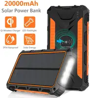 

USA Free Shipping 20000mAh Portable Camping Waterproof Solar Powered Cell Phone Charger QI Wireless Solar Power Bank