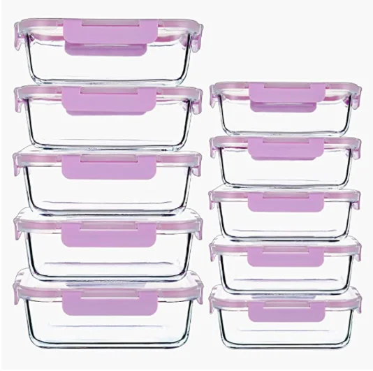 

380ml, 620ml, 1040ml Kitchen Rectangle Meal Prep Leakproof Glass Lunch Box Food Fresh lunchbox containers, Customized color