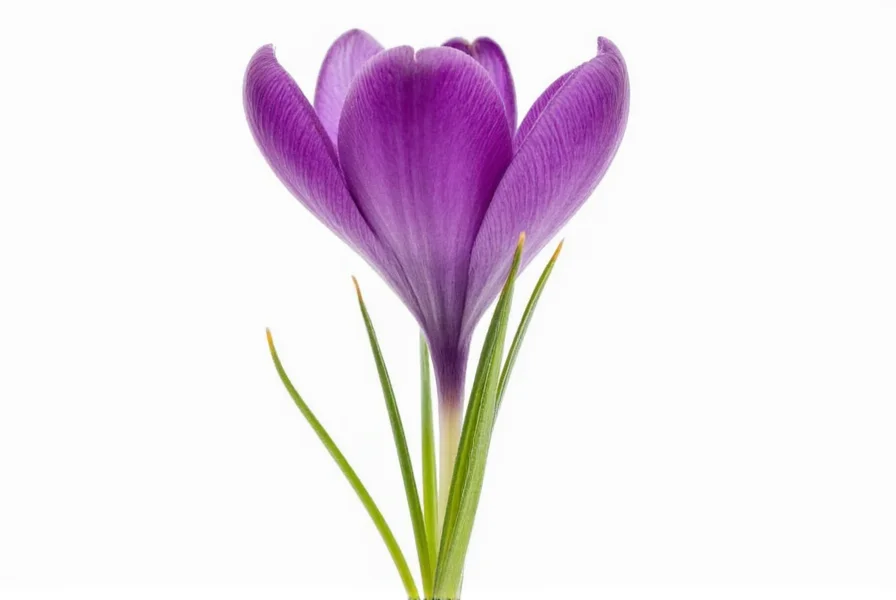 Close-up view of Crocus sativus flower showing the distinctive purple petals and red stigmas