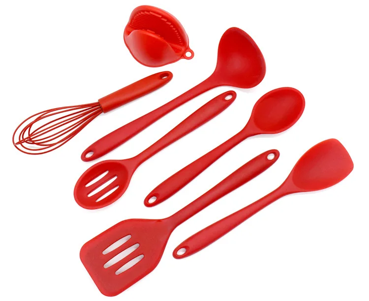 

kitchenware silicone kitchen utensils 7-piece set,cooking salad spoon set,soup spoon nonstick cookware