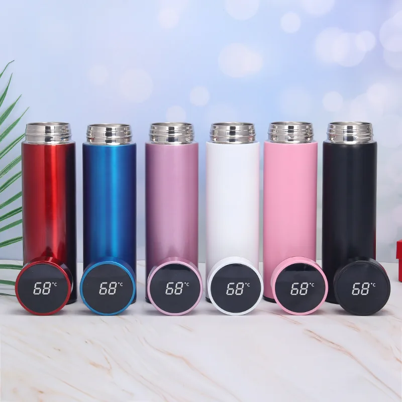 

Seaygift 2021 hot sale trend custom 500ml double walled stainless steel smart water bottle led temperature Thermos bottle, As picture