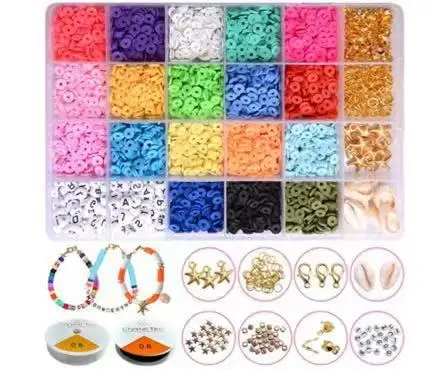 

Polymer Clay Spacer Beads For Jewelry Making Bracelets Necklace Diy Heishi Craft Kit 6Mm 20 Colors Flat Round, Multi colors