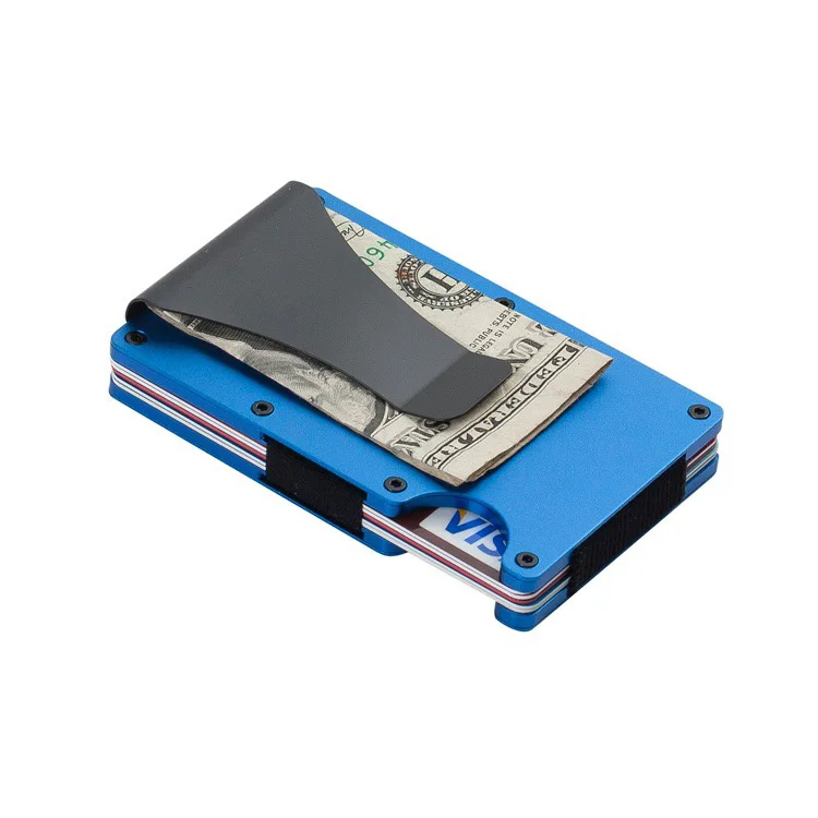 

Customized Rfid Aluminum Mens Money Clip Credit Card Holder Metal Card Case, As per picture