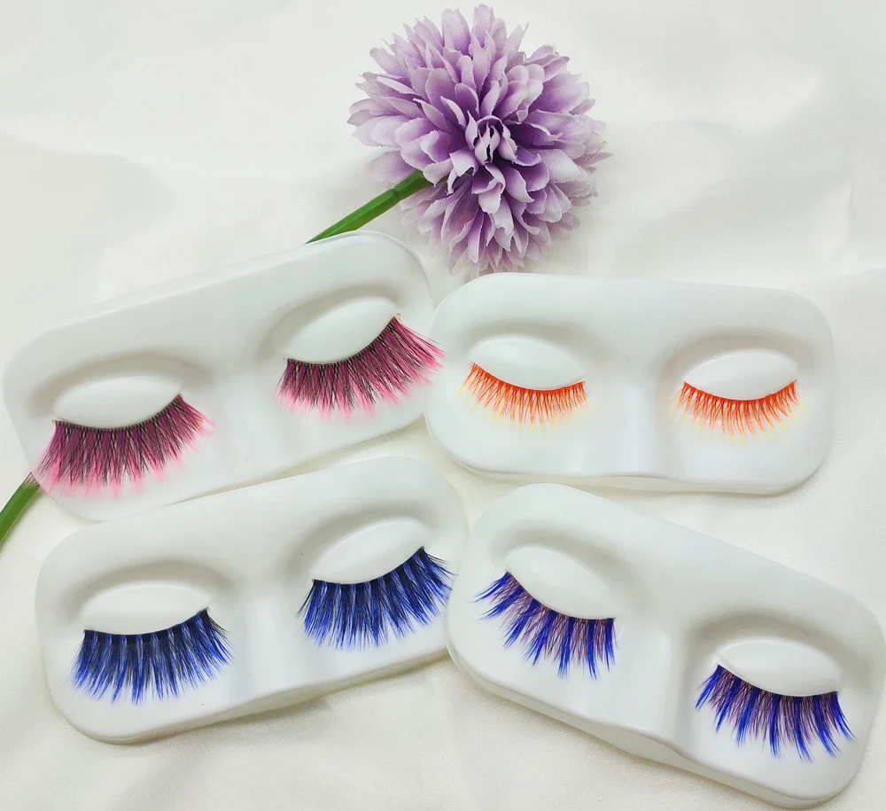 

Strip Fake Eyelashes Silk Colored Eyelash Color Lashes, Wine red