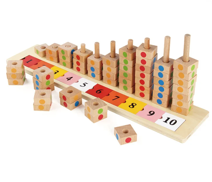 Number stacks. Learning resources Alphabet Acorns, Assorted Colors, 52 pieces.