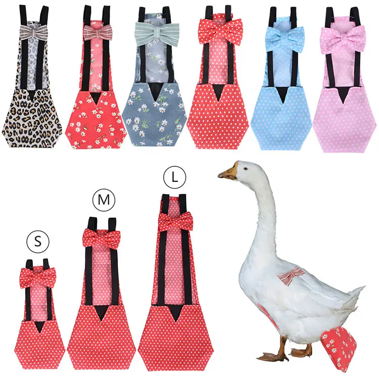 

Pet Diaper for Goose Duck Chicken Washable Poultry Cloth with Bowknot and Floral Leopard Print