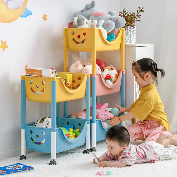 

XingYou 2-3-Layers Children Storage Shelves With Wheels Toy Storage Rack