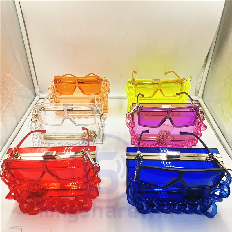 

2021 Fashion Acrylic Clutch Acrylic Party Crystal Handbag Clear Acrylic Purse Match Sunglasses