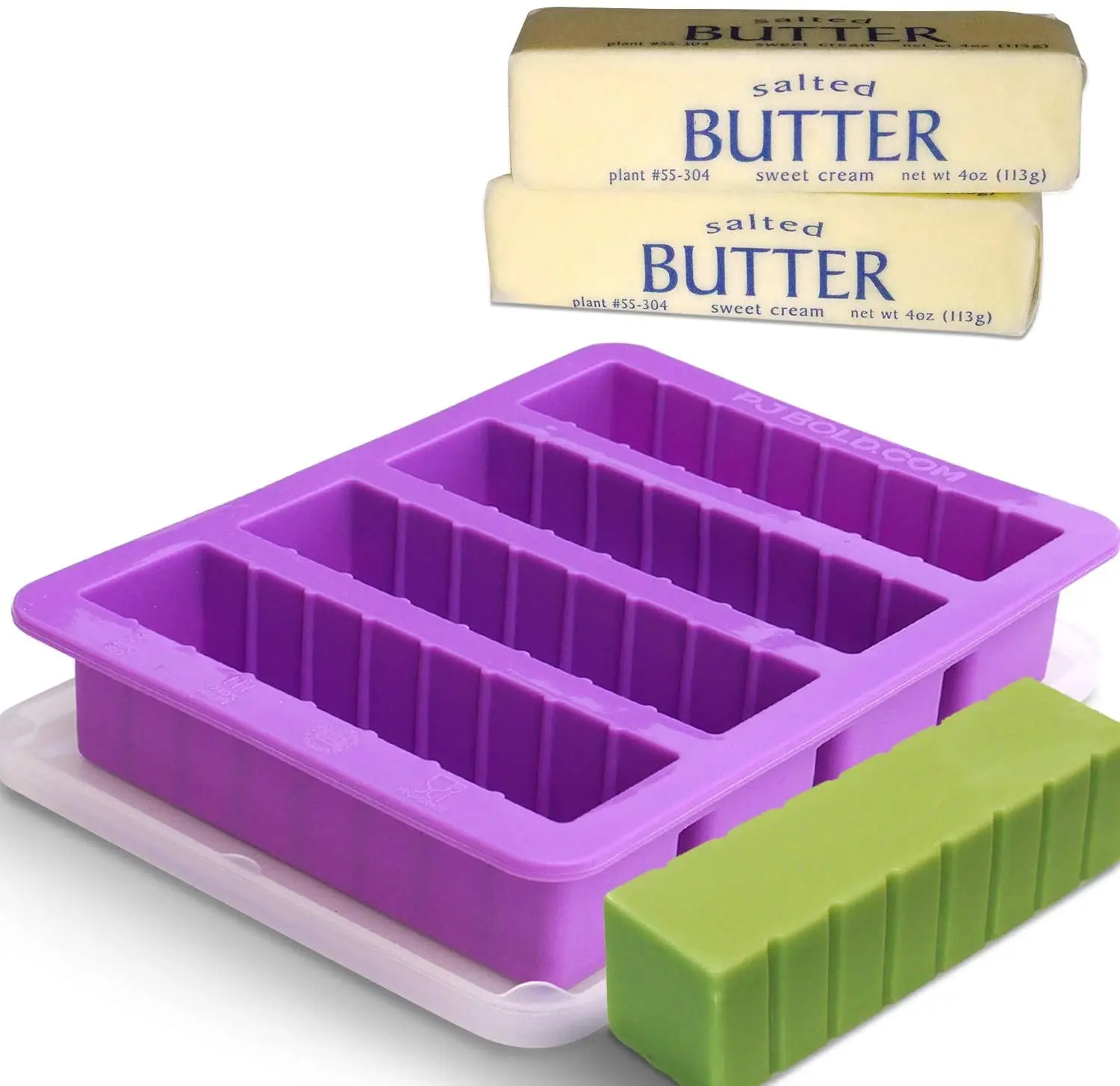 

Food Grade Safe Silicone Butter Mold with 4 Cavities, Customized color