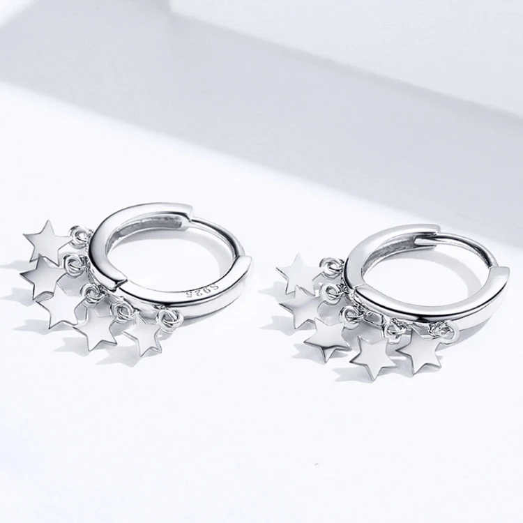 

Fine Jewelry Stars Hoop Earrings Women 925 Sterling Silver