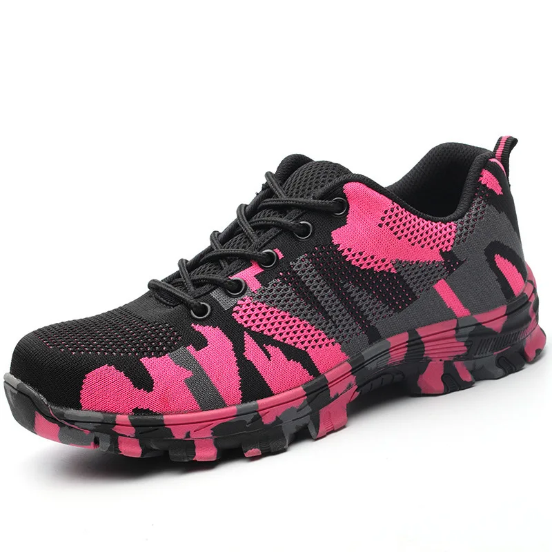 

New Breathable Men Safety Shoes Steel Toe Non-Slip Work Boots Indestructible Shoes Male Puncture-Proof Work Sneakers, Multicolor silvergrey