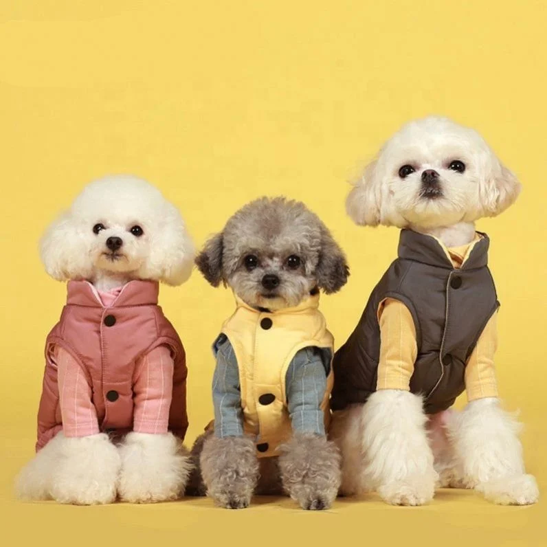 

2022 Fall Winter Color Matching Dog Cotton Vest Jacket Cat Small Pet, Picture