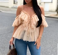 

Wholesale Bulk Plus Size Women Sexy Straps Chiffon Shirt Blouse