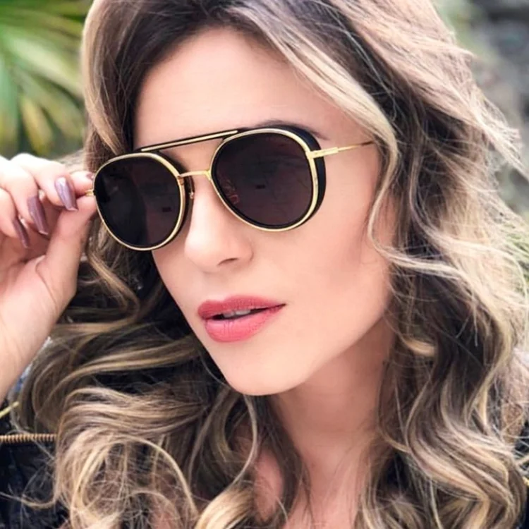 

Metal Fashion retro steam punk sunglasses 2021 men women eyewear, Black,pink,yellow