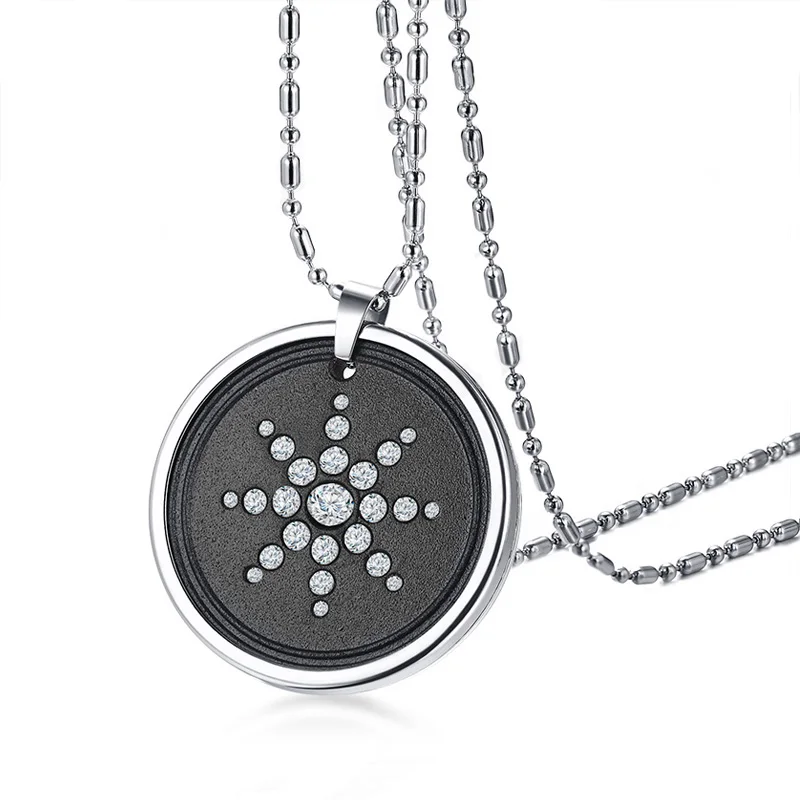 

Stainless Steel Round Crystal Volcanic Lava Round Bio Scalar Men Women Energy Pendant Necklace Anti EMF Radiation Power Necklace