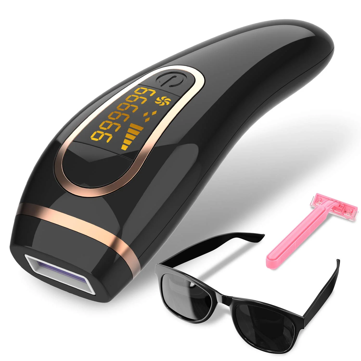 

permanent painless IPL hair removal device suitable for the whole body of the face upgraded to 999,999 flashes dropshipping, White+black