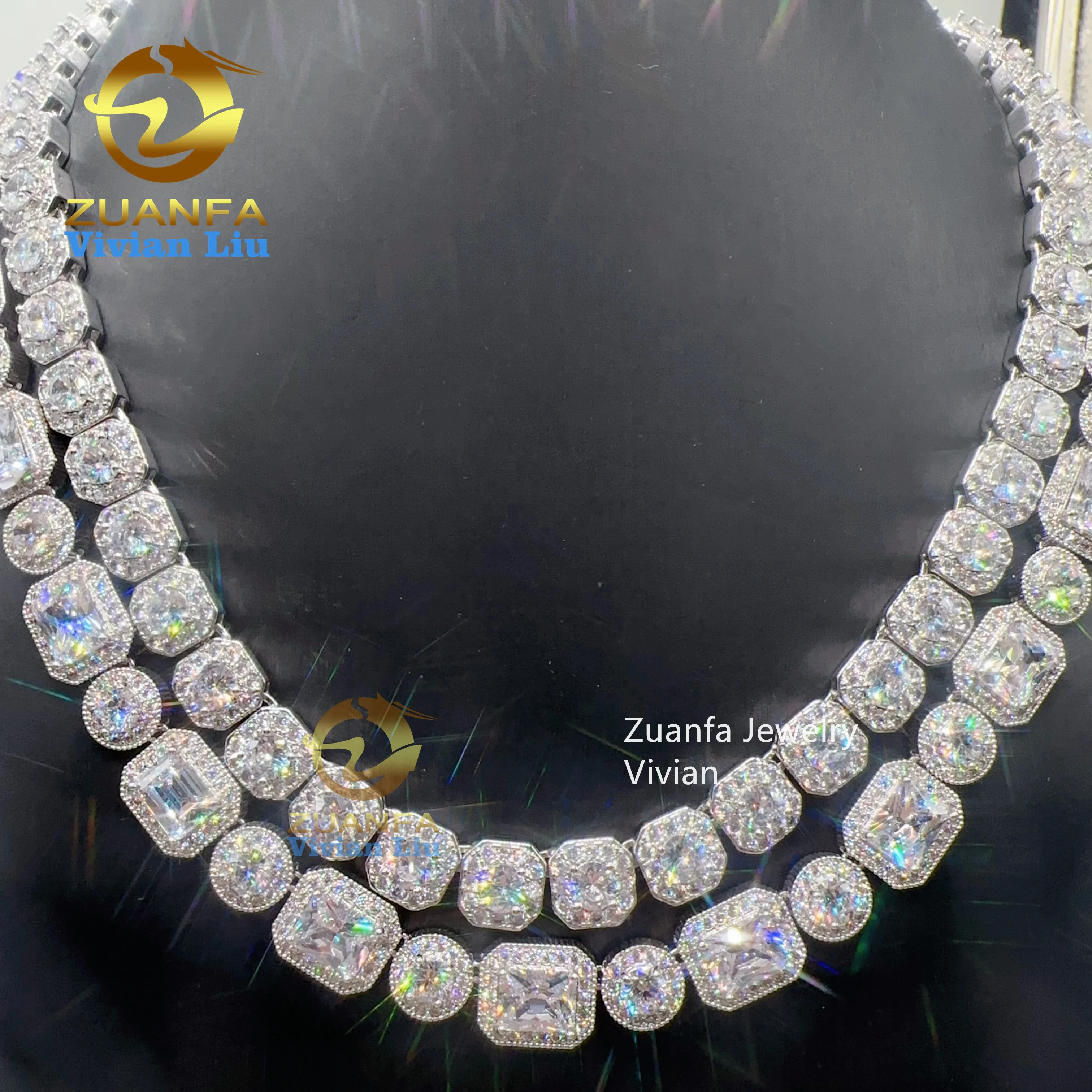 

Wholesale price vvs moissanite 925 sterling silver luxury iced out cuban link chain