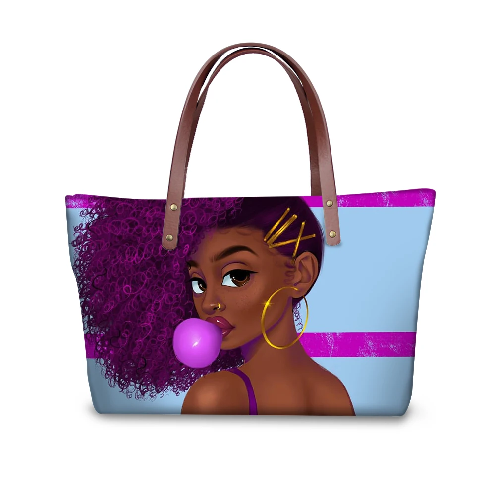 

Bag Art African Girl Printing 2021 Brand women European Dupe Bolsos Grafitti Handbags Fashion Women Wholesale Resale, Customized color