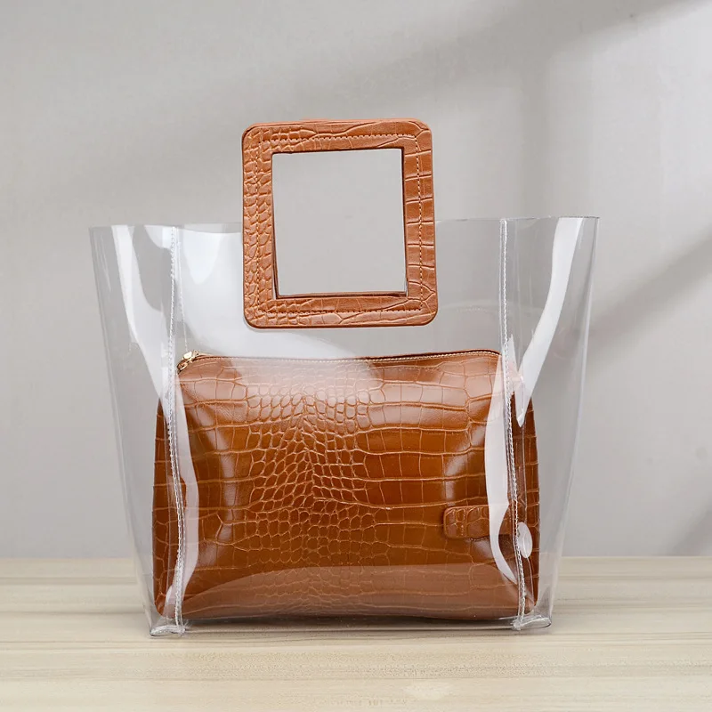 

2022 Jelly clear handbags summer ladies transparent handbag beach women tote bags in stock