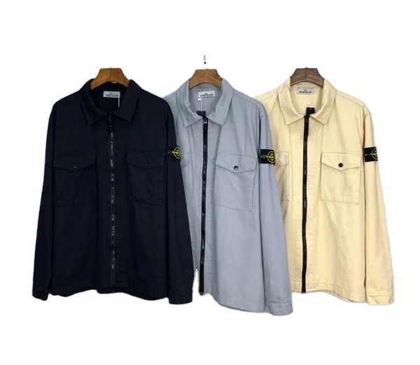 

Custom Men Fashion Shirt 100% Cotton Zip Pocket Garment Dyed Overshirt New Shirt