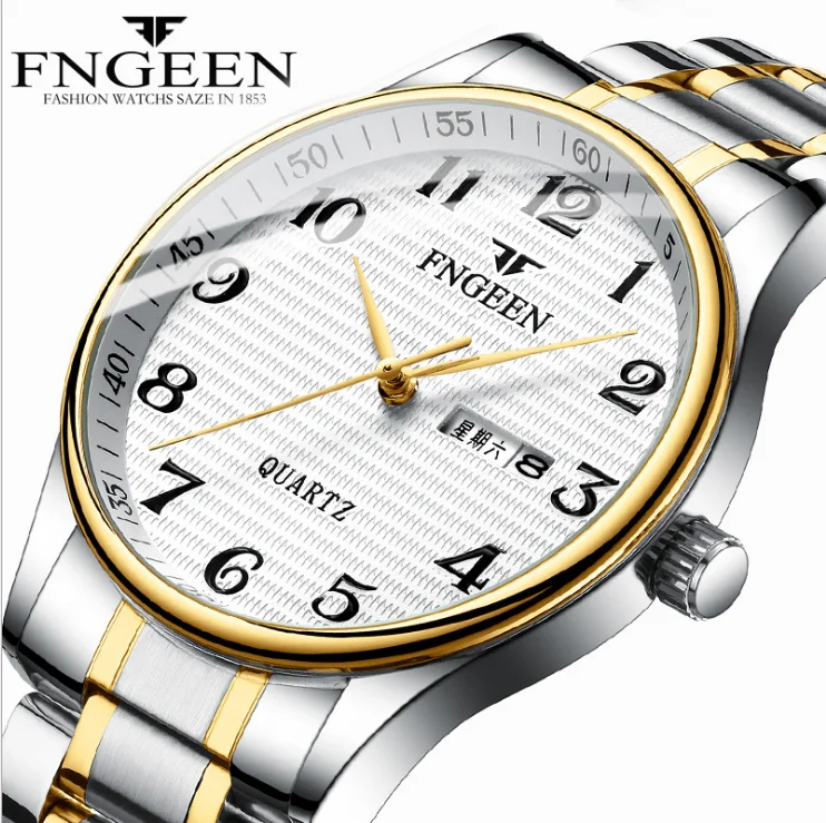 

FNGEEN Men's Fashion Popular Simple Luxury Brand Stainless Steel Watch Japan Movement Quartz Watch, Colors