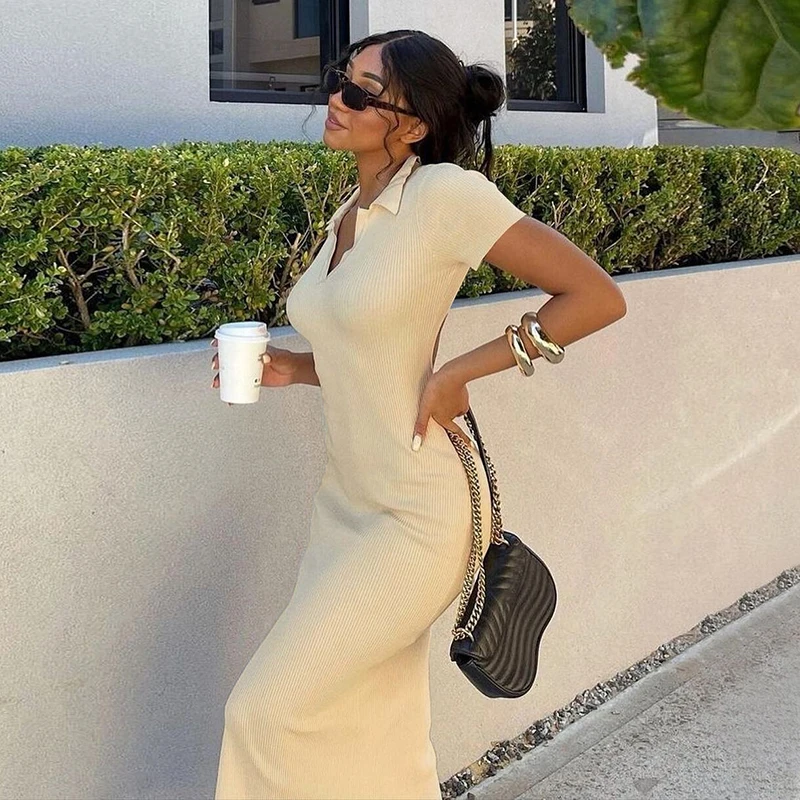 

2021 New Arrivals Hot Sale Sexy lapel Spliced Women's Dresses Casual Dresses