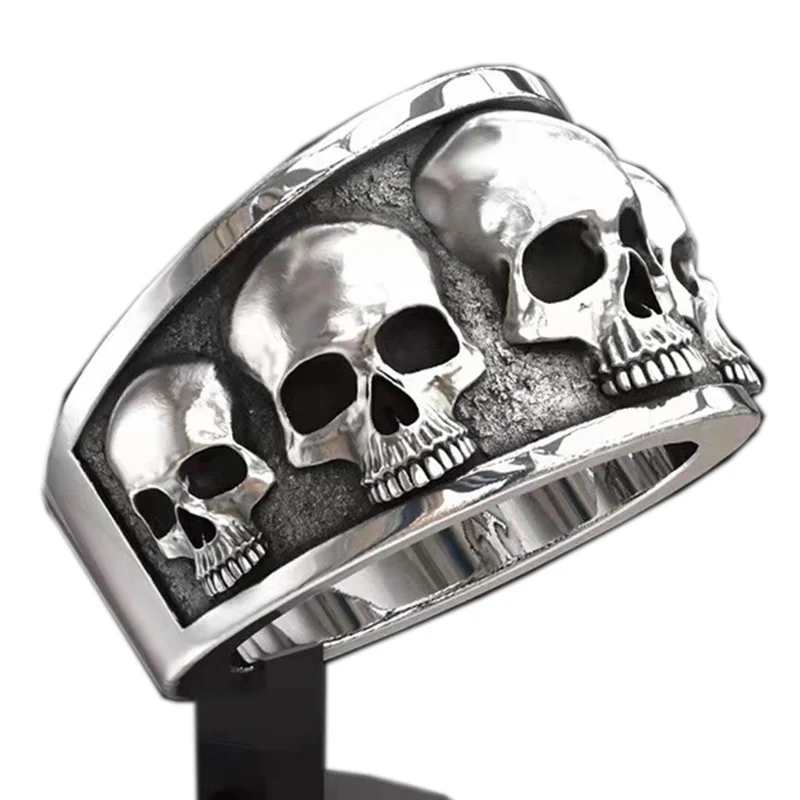 

Retro fashion skull thriller Halloween bones men's ring