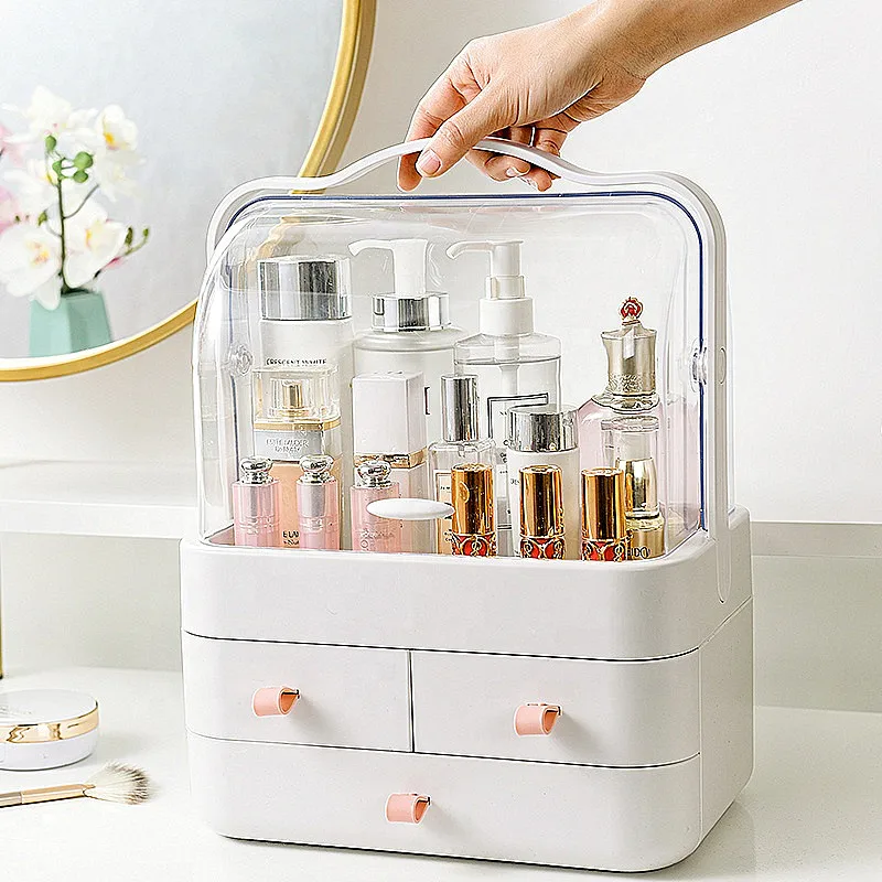 

Portable handle make up brush organizer cosmetic arcylic organizer storage rotatable, Customized color available