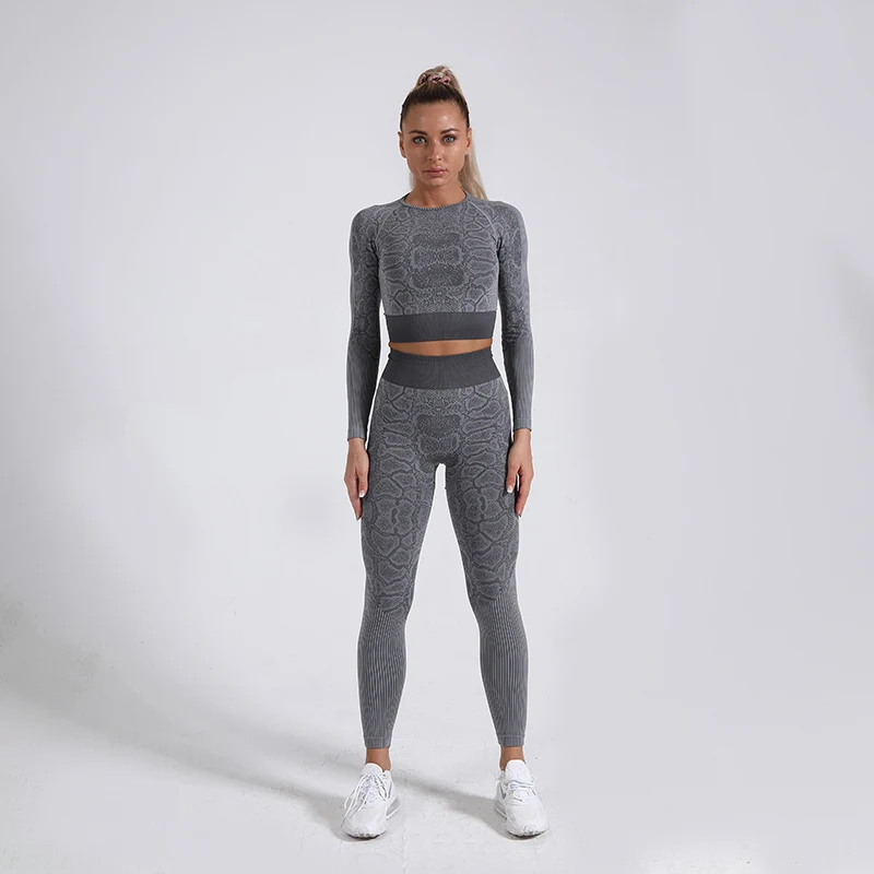 

sales new high quality seamless sports yoga fitness snake pattern suit for women, Light brown blue dark brown flesh pink black dark gray light gray