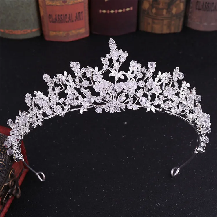 Fashion Luxury Crystal Bridal Crown Tiaras Light Silver for Women Bride Wedding 