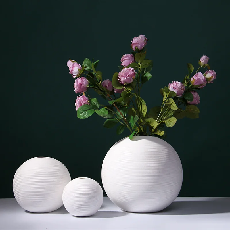 

Nordic Modern Minimalist White Ceramic Vase Dried Flower and Flowerpot Home Living Room Soft Decorations Decoration Wholesale