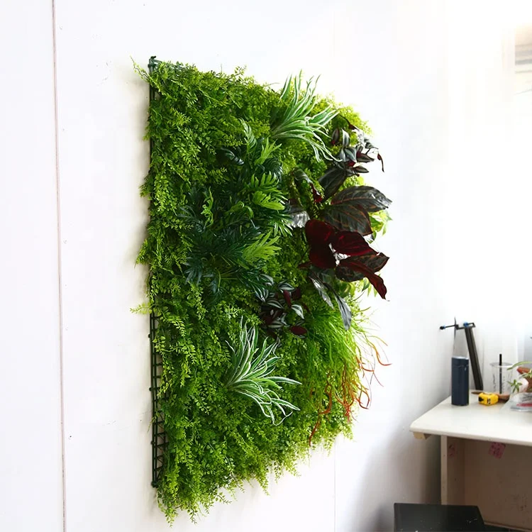 

Artificial Plastic Creeper Boxwood Hedge Moss Grass Indoor Plant Vertical Panels Green Wall System For Yard Party Decoration