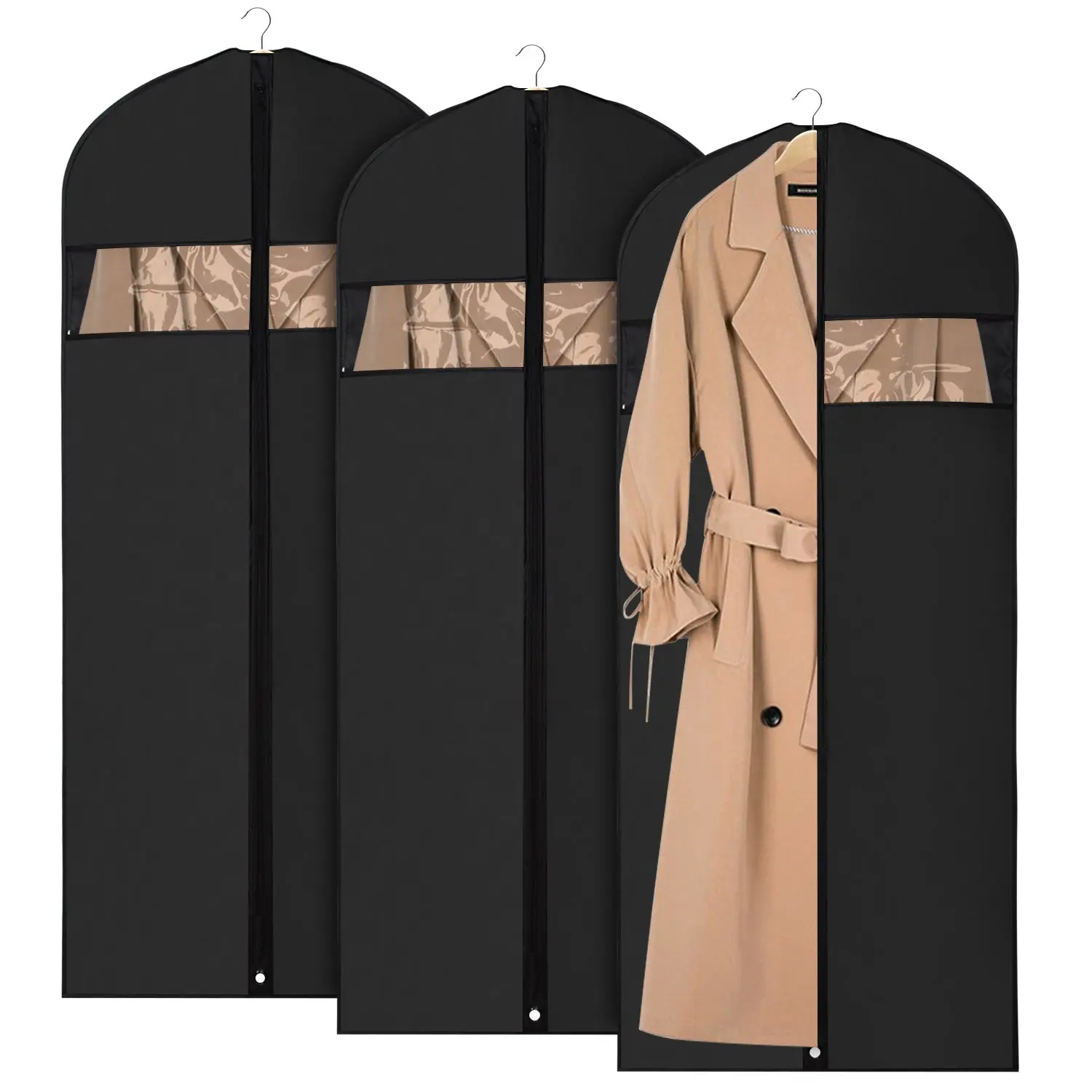 

Garment Bag Covers Hanging Suit Bag Covers Full Zipper Washable Suit Cover with Clear Window Clothes Travel Bags for Dresses