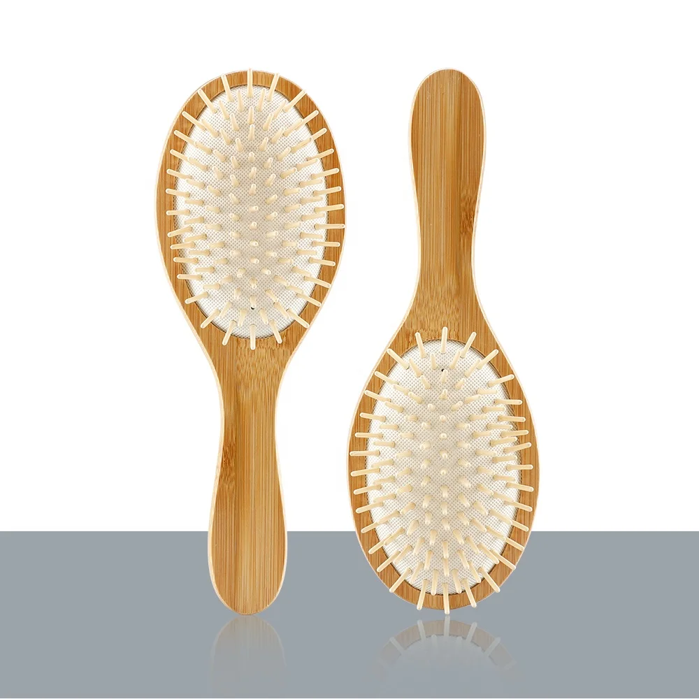 100 Pure Bamboo Detangle Hair Brush Natural Wooden Pin Paddle Massage