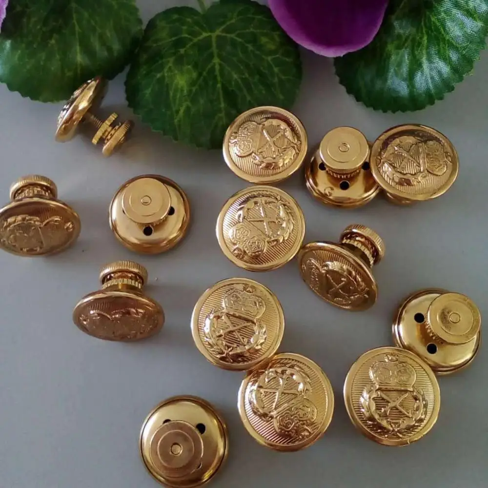 

Custom Logo Loop Sewing Brass Military Uniform Screw Shank Button, Customized