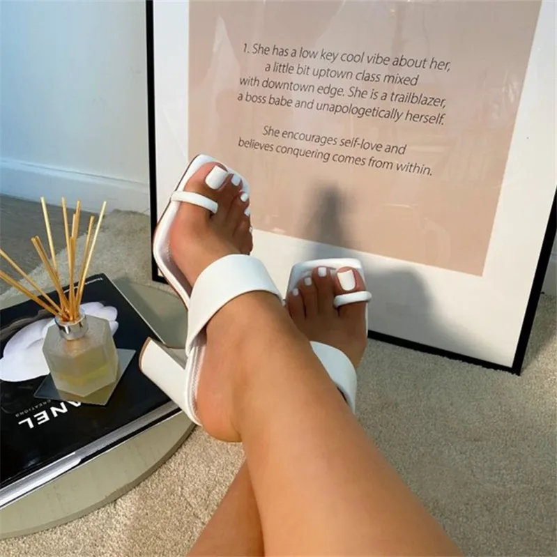 

BUSY GRIL XR1001 Women Heels Shoes Slippers Women Sandal Heels 2020 Talon Femme Chaussures a Talons White Summer Pu Rubber 12 Cm