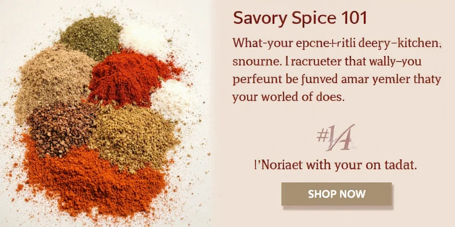 A colorful mix of savory spices including paprika, cumin, and garlic powder