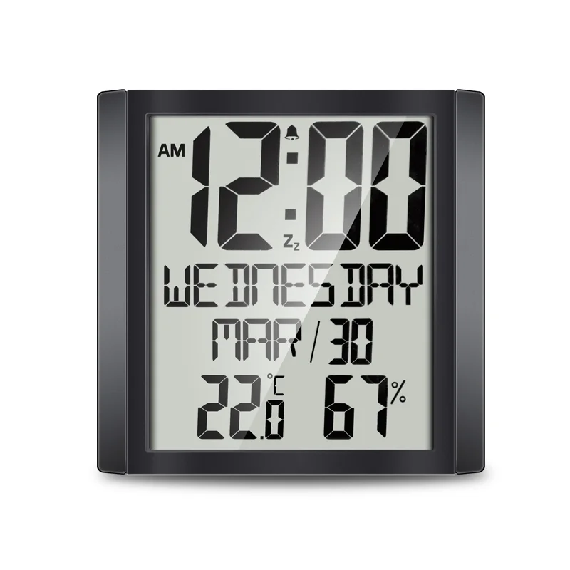 

Multi-functional digital LCD large display thermometer hygrometer calendar alarm clock battery electronic wall clock