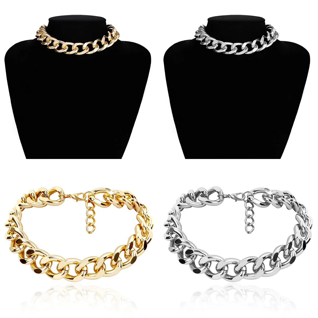 generic Necklace Chunky Curb Chain Choker Printed Short Clavicle Necklaces  Collar Jewelry (Metal Color : Gold Color) (A Gold Color) : :  Clothing, Shoes & Accessories